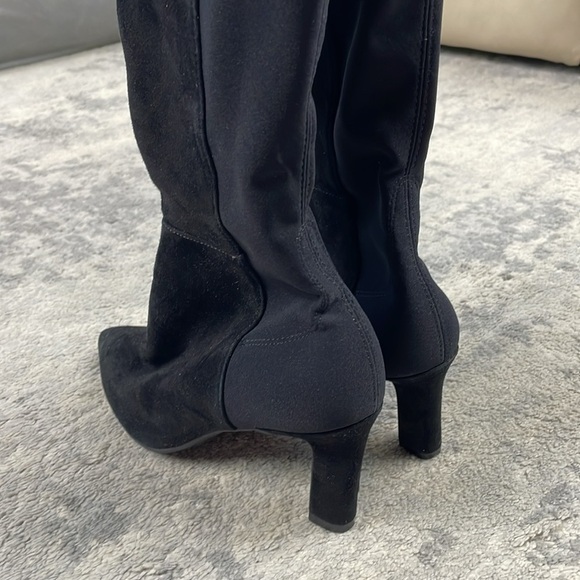 New Stuart Weitzman Heeled Pointed Toe Over The Knee Boots Black Suede Sz 4 - Picture 6 of 12